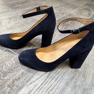 IVANKA TRUMP Blue Suede Block Heel  Pumps, Size 5 1/2 M